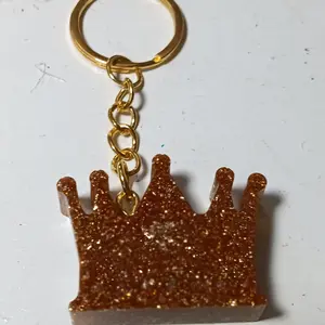 Light brown glitter resin keychain