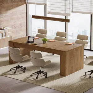 LITTLE TREE 6 ft Conference Table, 71-Inch Rectangular Executive Meeting Table for Office, Farmhouse Sturdy Business Desk for Office Conference Room