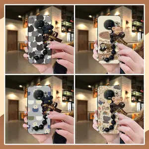 silicone Waterproof Phone Case For Infinix X690/Note7 Black pearl pendant cute Bear bracelet Anti-knock Cartoon Skin-friendly feel soft case Dirt-resistant Simplicity