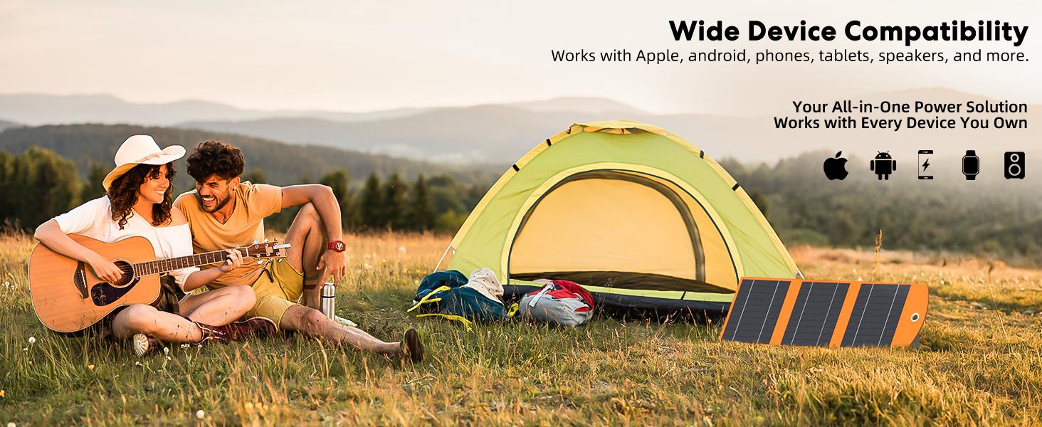 30W Portable Solar Panel Charger with 10000mAh Battery | Foldable Solar Power Bank for Camping, Hiking & Outdoor Trips | Outdoor Solar Panel USB-C Fast Charging for iPhone, Samsung & Tablets