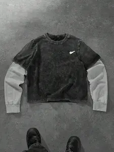 1pc Men's Sweatshirt, Minimalist Graphic Chest Patch, Crew Neck Pullover, Sporty Casual Everyday Wear, Commute, Vacation, Back To School, Gift For Boyfriend/Husband, Unisex, Emo Style, 2000s Style , Fall, Long Sleeve Top