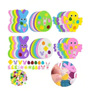 156 Easter Foam Stickers Set, Funny Stickers, DIY Handmade Crafts, Egg Bunny Chick Decorations, Party Gifts, Easter Party Presents, Basket Fillers