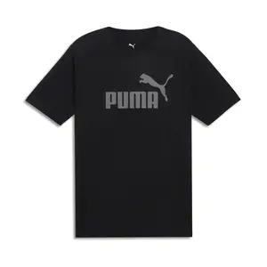 PUMA Mens Essentials Logo Crew Neck Short Sleeve Casual Tops Casual - Black