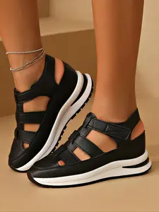 Women's Fashionable Velcro Design Platform Sandals, Casual Comfortable Breathable Beach Sandals, All-match Platform Sandals for Daily Wear, Walking Shoes, Casual Outdoor Sandals, Lightweight Sandals