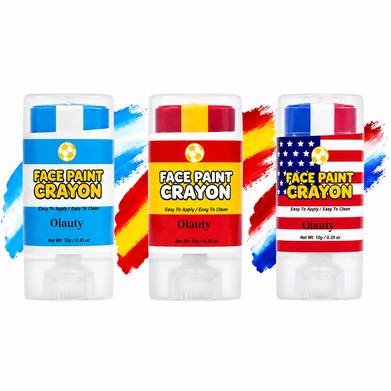 International Soccer Theme Face & Body Paint Stick | Glitter Makeup for Game Day, Parties & Festival Looks