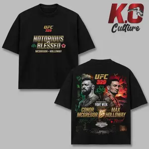 UFC 329 Conor McGregor vs Max Holloway T Shirt | Two Sided International Fight Week Event Tee | Notorious vs Blessed Las Vegas MMA Streetwear Shirt | Oversized Heavyweight T-Shirt | Retro 90s Graphic Tee | UFC Tee