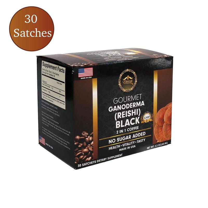 Eternal Gourmet Ganoderma (REISHI) Black Coffee 2 in 1 Made in USA Cafe Negro con Ganoderma Eternal Beverage Nata de ganoderma (Pack of 6)