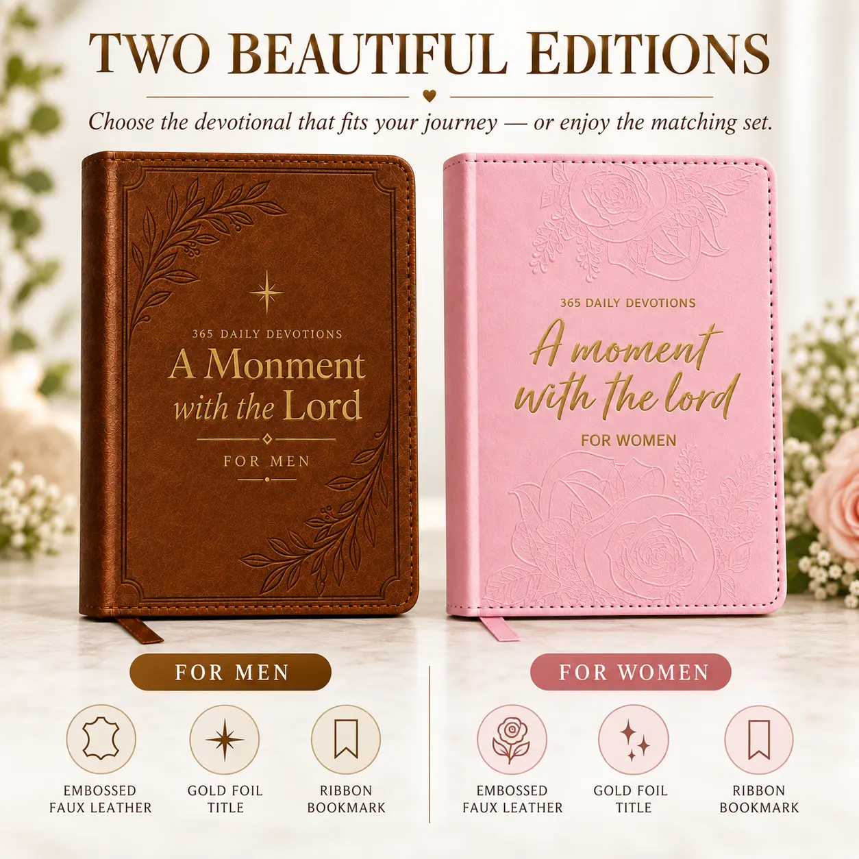 A Moment With The Lord Devotional Book, 365 Daily Bible Study Journal for Men & Women, Christian Prayer Journal with Scripture, Reflection Questions, Inspirational Faith Gift for Birthday Christmas