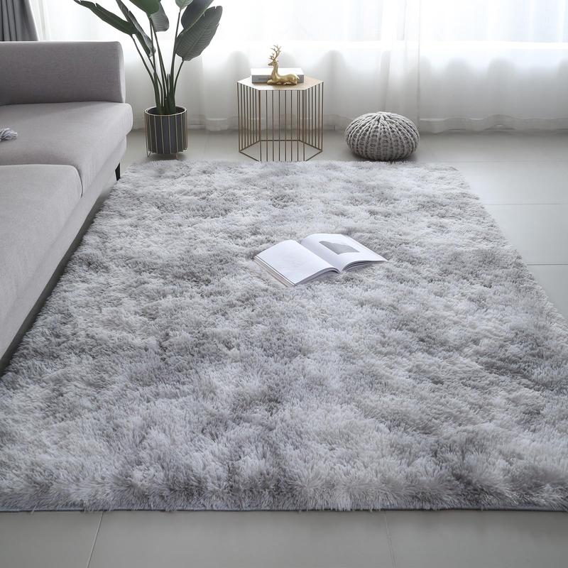 XEXSIN Soft Fluffy Large Modern Area Rugs for Living Room Bedroom Grey Tie-dye Ultra Soft Thickened Memory Foam Indoor Rug Comfy Aesthetic Solid Minimalist Carpets for Girls Boys Nursery Dorm Home Decor