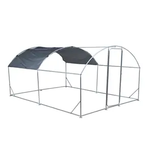 Large Metal Chicken Coop with Run, Mother's Day Gift, Walkin Chicken Coop for Yard with Waterproof Cover, 13.1 x 9.8 x 6.6 ft, Dome Roof Large Poultry Cage for Hen House, Duck Coop and Rabbit Run, Silver