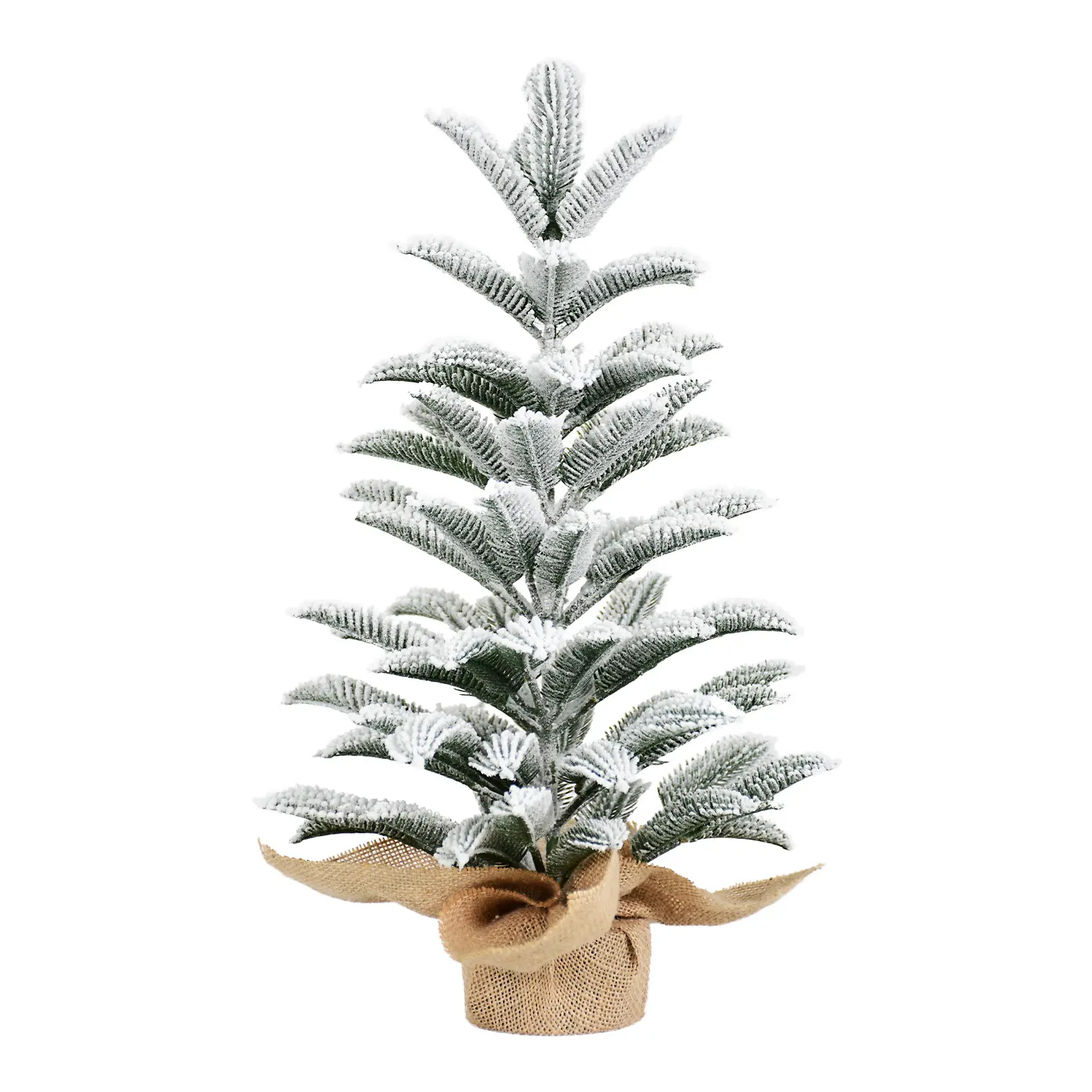 2FT Pre-Lit Potted Christmas Tree with 30 LED Lights, Mini Artificial Xmas Tree with Winter Frosted Design, 118 PE/PVC Branches & Pinecones for Holiday Decor