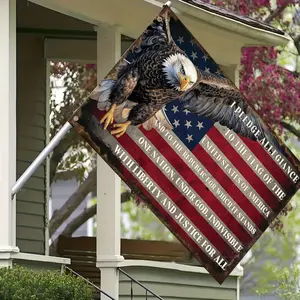 American Pledge of Allegiance & Bald Eagle Flag 3x5 FT - Patriotic US Banner with Full Pledge Text & Eagle, Premium Durable Polyester, Reinforced Metal Eyelets, Perfect for Veterans Day, 4th of July, Yard & Home Decor, Easy to Hang!