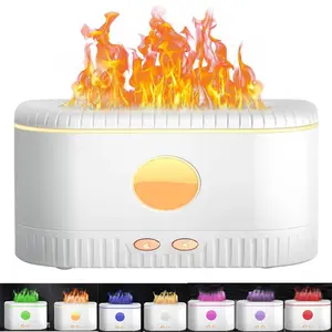 Portable Humidifier Simulation 7-Colors Flame Shape Design Aromatherapy Diffusers Machine, Automatic Shut-off function Protect Night Light humidifiers device,can be added Essential Oil, Aroma Diffuser For Car,Home,office