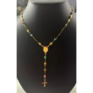 Evil Eye Rosary – 19" Gold Plated Stainless Steel