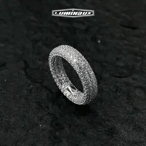 [LUMI48] Iced out Eternity Band, Sterling Silver AAAAA+ D color VVS Cubic Zirconia Ring, Perfect Gift Option, Jewelry Box Packed