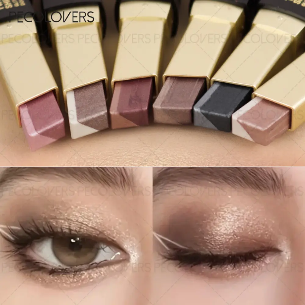 1PC Two-tone Eyeshadow Pencil Pearlescent Gradient Color Eyeshadow Stick Makeup Grey Glitter Metallic Eye Shadow Glitter Shimmer Eyeshadow Eyes Cosmetics