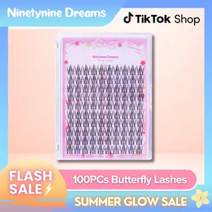 Ninetynine Dreams 100PCs Butterfly Lashes | 10–14mm C+ Curl Spiky Anime Manhua Style False Eyelashes, Waterproof Long-Lasting Reusable DIY Clusters — Ultra-Thin Band, Lightweight & Beginner Friendly Individual Trendy Douyin Makeup Eyelashes