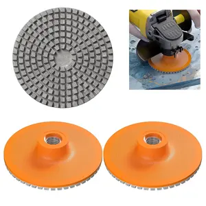 3PC-4" Diamond Polishing Pads for Angle Grinder, 5/8"-11 UNC Wet/Dry Stone & Concrete Polishing Discs for Granite, Marble, Tile, Quartz, Ceramic