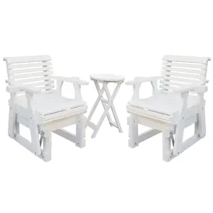 Beneouya 3-Piece Outdoor Rocking Chairs Set, Weather Resistant Glider Chair with Round Side Table, for Garden Backyard