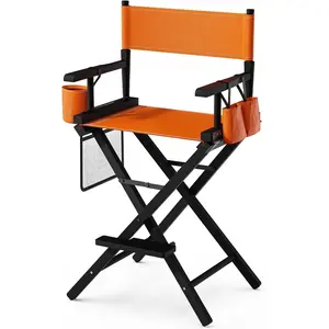OmySalon 26" H Tall Directors Chair, Wooden Portable Folding Makeup Chair w/Storage Pouch & Footrest, Professional for Salon/Events/Mobile Services, 250lb Capacity