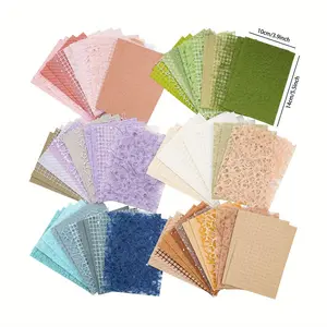 Mixed Color Scrapbook Paper & Mesh Fabric Set, Crafting Kit, 96 Sheets Assorted Mixed Paper for Scrapbooking Planner Bullet Junk Journal Supplies, Card Design
