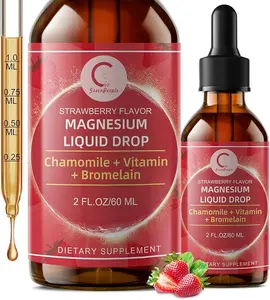 GREENPEOPLE Magnesium Glycinate Liquid Drops with Chamomile, Hawthorn & Ginger for Stress Relief & Digestive Comfort, Fast Absorption, Non-GMO, Vegan, Sugar-Free, Strawberry Flavor, 2 FL OZ, 60-Day Supply