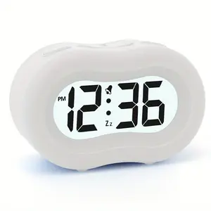 Smart Portable Alarm Clock with Auto Night Light Dimmer Easy to Operate Snooze Feature for Bedroom Travel Home Decor Powered by 2 AA Batteries Compact White men room decor room stuff for men