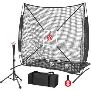 6'X6' Baseball Softball Practice Net,Pitching Net,Batting Net,with Bonus Strike Zone,Target and Bow Frame,for Hitting,Pitching,Catching