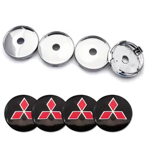 4 Pack 56/60mm Abs HUB Center Caps, Wheel Cover Stickers, Car Modification Accessories for Mitsubishi Lancer 9 Outlander 3 Asx L200 Pajero Eclipse