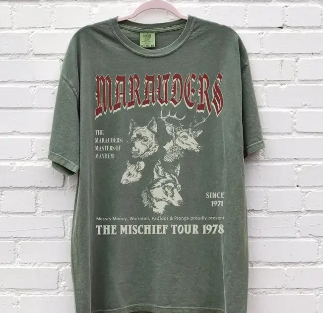 70s Wizards Marauders World Tour Tee; Pottery Tee Subtle HP Unisex Graphic Tee