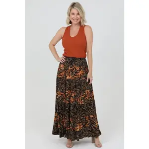 Nostalgia Tiered Floral Print Boho Skirt - Black