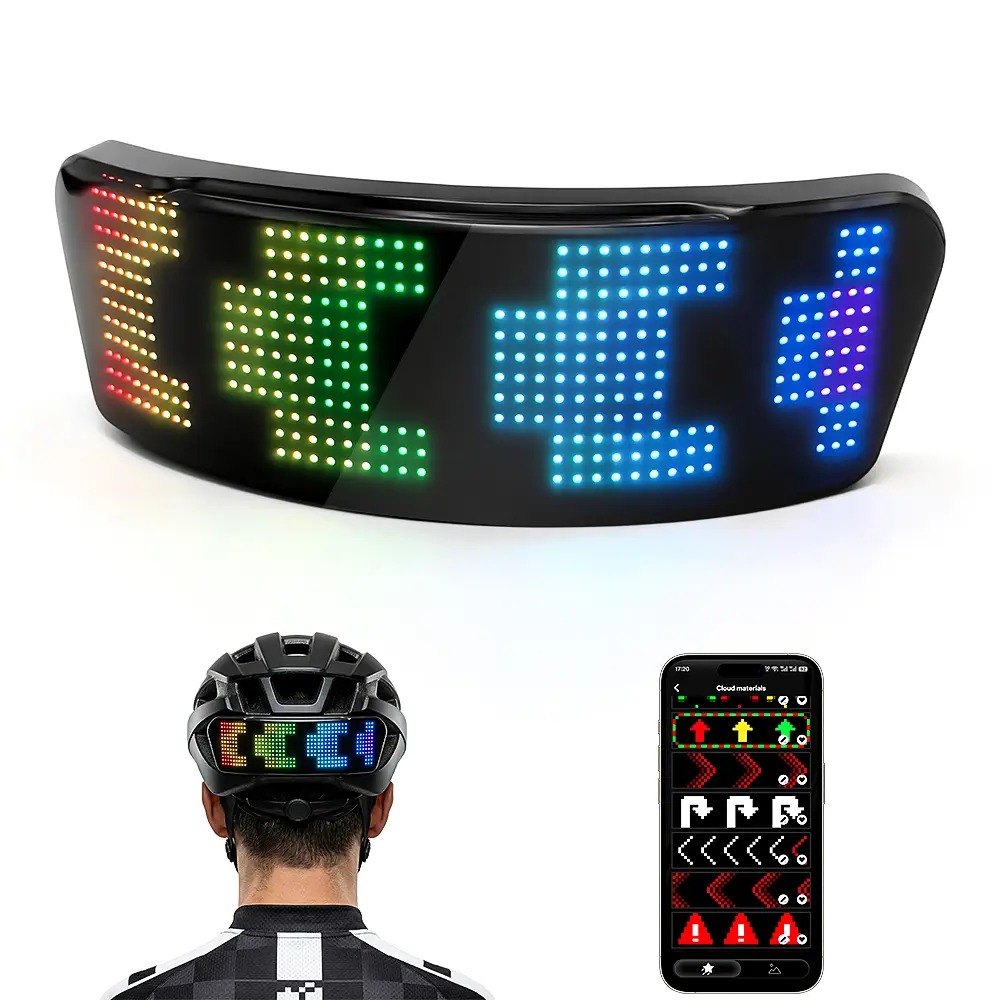 4-in-1 Smart LED Helmet Taillight - APP Control, Motorcycle & Cycling Use, Auto Speedometer, Turn Signals, Brake Light, Programmable Display, HD RGB LED Light, Color Changing, Battery, Waterproof, Helmet Protection, High Visibility Reflective