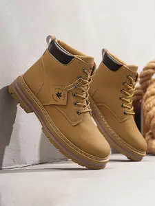 Men's Fashionable Lace Up Front High Top Round Toe Boots, Casual Comfortable Ankle Boots for Daily Wear, Male All-match Trendy Shoes for Daily Wear