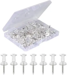 120-Pack Push Pins for Bulletin Board, Thumb Tacks with Clear Plastic Tip and Steel Tip, Portable and Durable Wall Tacks Suitable for Cork Board, Office and Daily Life