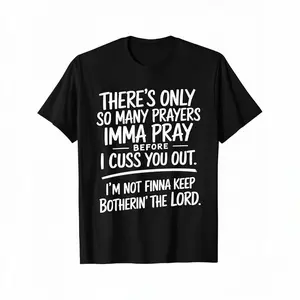 [100% Cotton] 100% Cotton Street style holiday T-shirt, printed with prayer and curse motifs, comfortable loose fit, summer cotton short-sleeve T-shirt, suitable for men, fathers, and friends