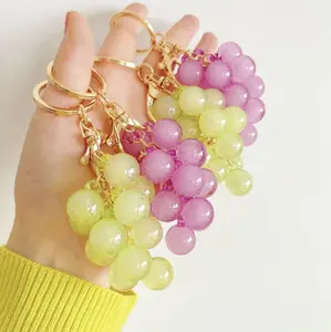 Cute Fruit Bubble Jelly Keychain Charm, Casual Retro Fashion Accessory, Grape/Cherry Aesthetic Piece for Strawberry Lovers, Trendy Keychain for Outdoor Fun