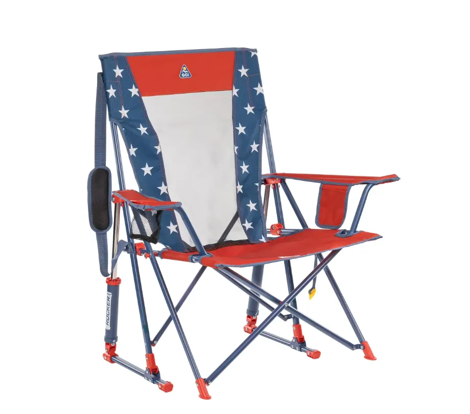 Portable Folding Rocking Camping Chair with Breathable Mesh Backrest for Outdoor Activities