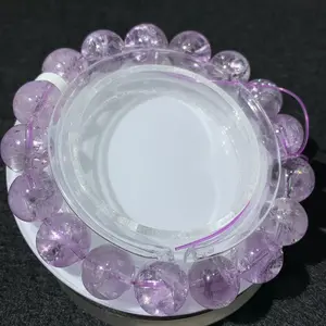 【Purple Azeztulite】Purple Azeztulite Round Shape Smooth Cut Beads Stretchable Bracelet Unisex Bracelet For Healing, Meditation, Prosperity, Gift