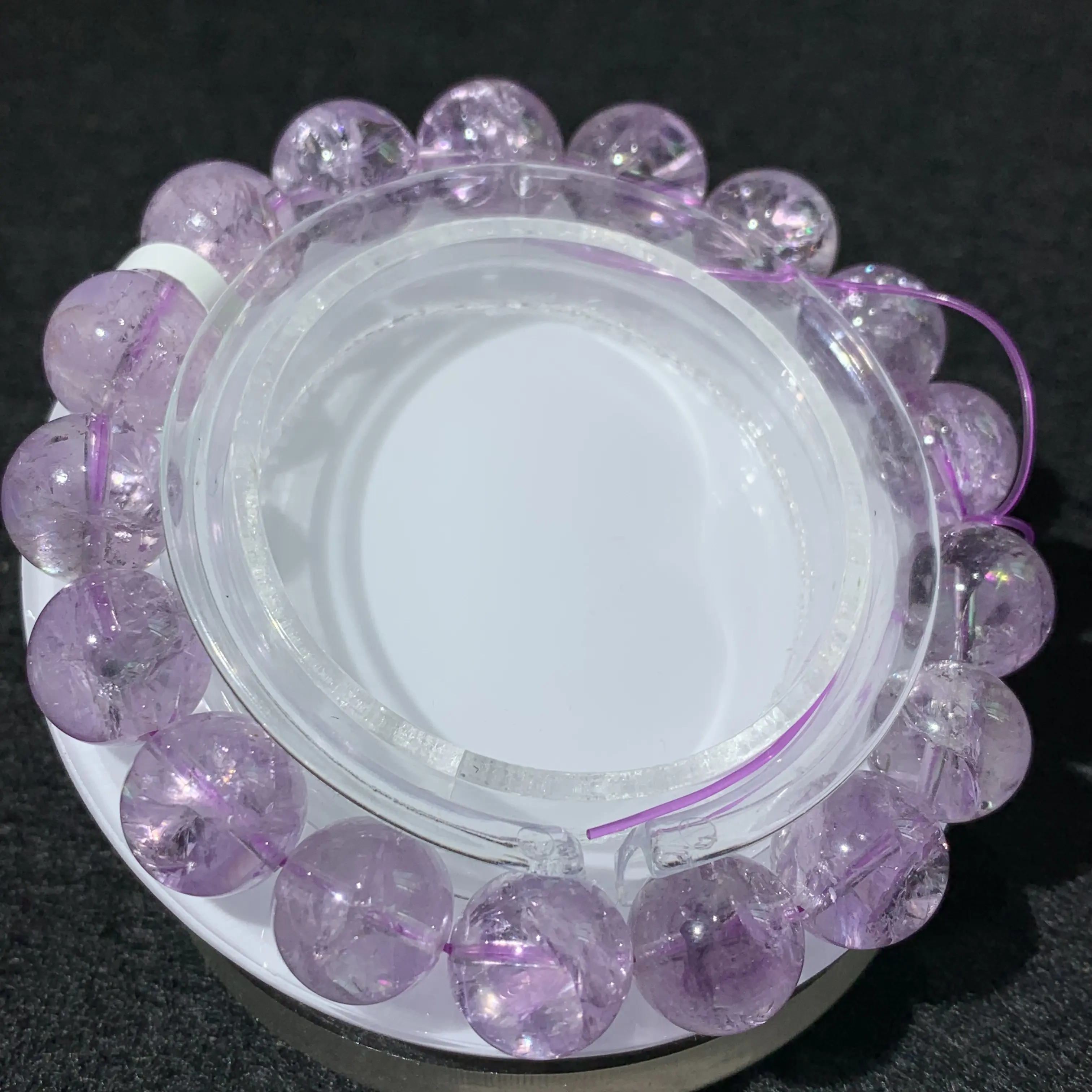 【Purple Azeztulite】Purple Azeztulite Round Shape Smooth Cut Beads Stretchable Bracelet Unisex Bracelet For Healing, Meditation, Prosperity, Gift