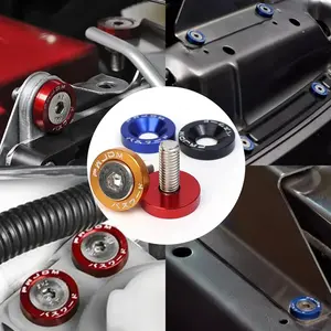Jdm Car Modification Pad Screws 10pcs Battery Pad Engine Front Rear Bumper Decor License Plate Frame Screws Multiple Colors