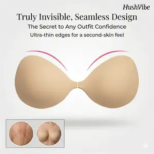 HushVibe Push-up Sticky Bra - Seamless fit that stays in place, invisible lift, comfortable women's bra,  Waterproof & Sweat-proof, Portable, Reusable, Washable, Essential for Travel Women's Wear with Storage Board
