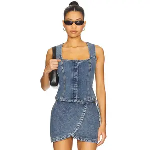 SOVERE Dawn Denim Bodice Top in Vintage Blue