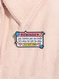 Inspirational Quote Enamel Pin Brooch Alloy Base Its Okay To Not Be Okay Creative Metal Brooch Lapel Backpack Badge Jewelry Accessories Gift For Friends Unique Design Flower Brooch