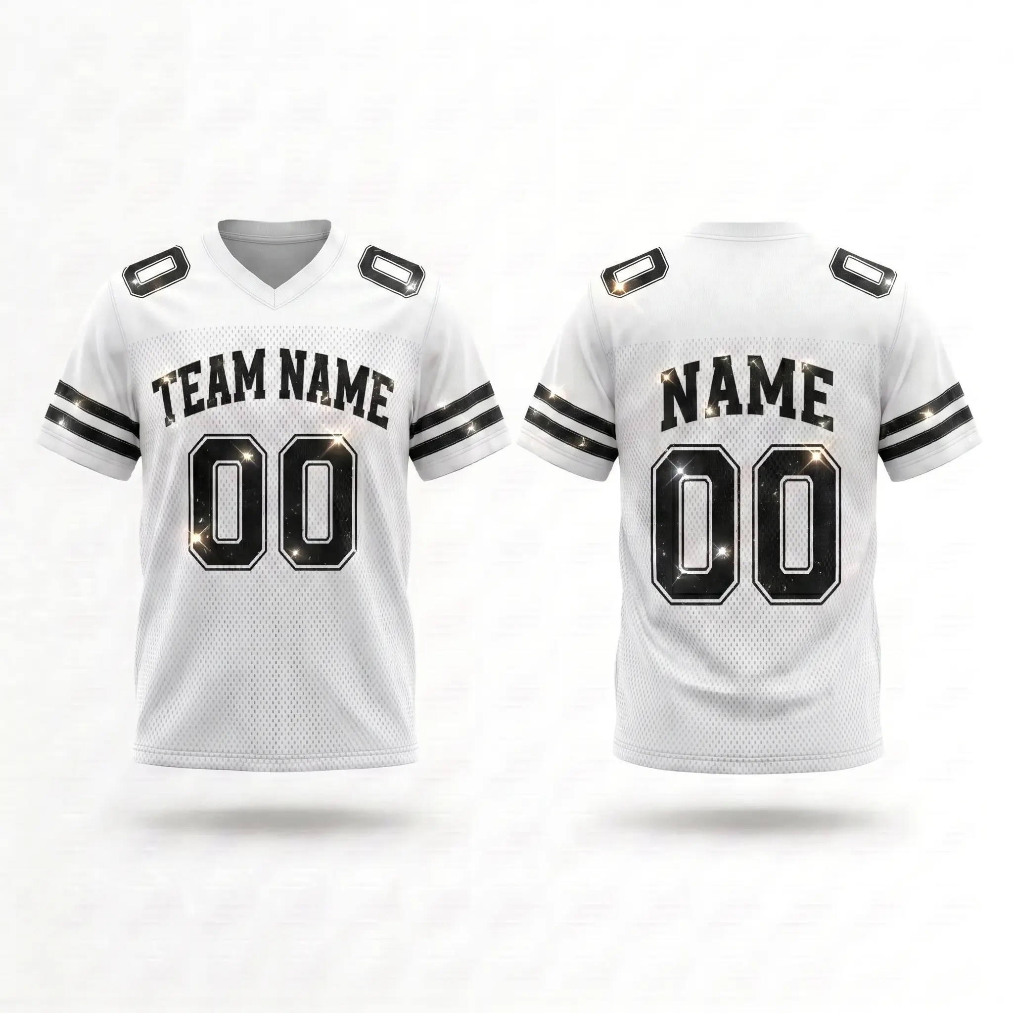 Personalized Team Name & Number White Blink Football Jersey Spandex mix Mesh (Leave Name/Number In Notes)