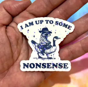 2 Ops I Am Up to Some Nonsense – Funny Raccoon Vinyl Sticker | Snarky Mental Health Humor Stickers