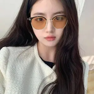 Half Frame Photochromic Myopia Glasses Round Frame Anti-blue Light Near Sight Glasses Ultra Light Unisex Short Sight Glasses