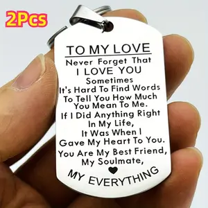 2Pcs To My Love Keychain Gift For Husband Wife Anniversary Valentines Birthday Boyfriend Girlfriend Jewelry For Him Her Women Men Friendship Crystal