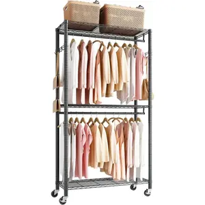 VEVOR Clothing Garment Rack, Heavy Duty Closet Wardrobe, Adjustable Tiers Clothes Racks with Steel Frame, for Bedroom, Clothing Store, HallwayVEVOR Super Brand Day