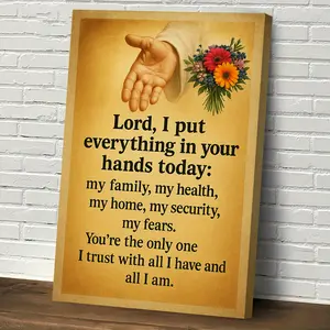 1Pc Praying Hands & Flower Bouquet Wood Framed Canvas Wall Art - Religious Prayer Hands With Botanical Flowers, Wrapped Canvas Frame For Living Room, Bedroom, Summer Indoor Decor - Spiritual Decoration Gift, 2D Flat, Perfect For Room Decor