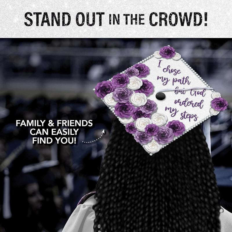 Glitter Heavyweight  Construction Paper for Grad Caps, 5 Sheets, DIY Grad Cap Decorations (White)